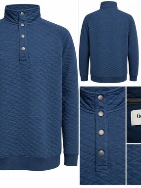 Quilted Snap-Front Pullover Jacket in Navy